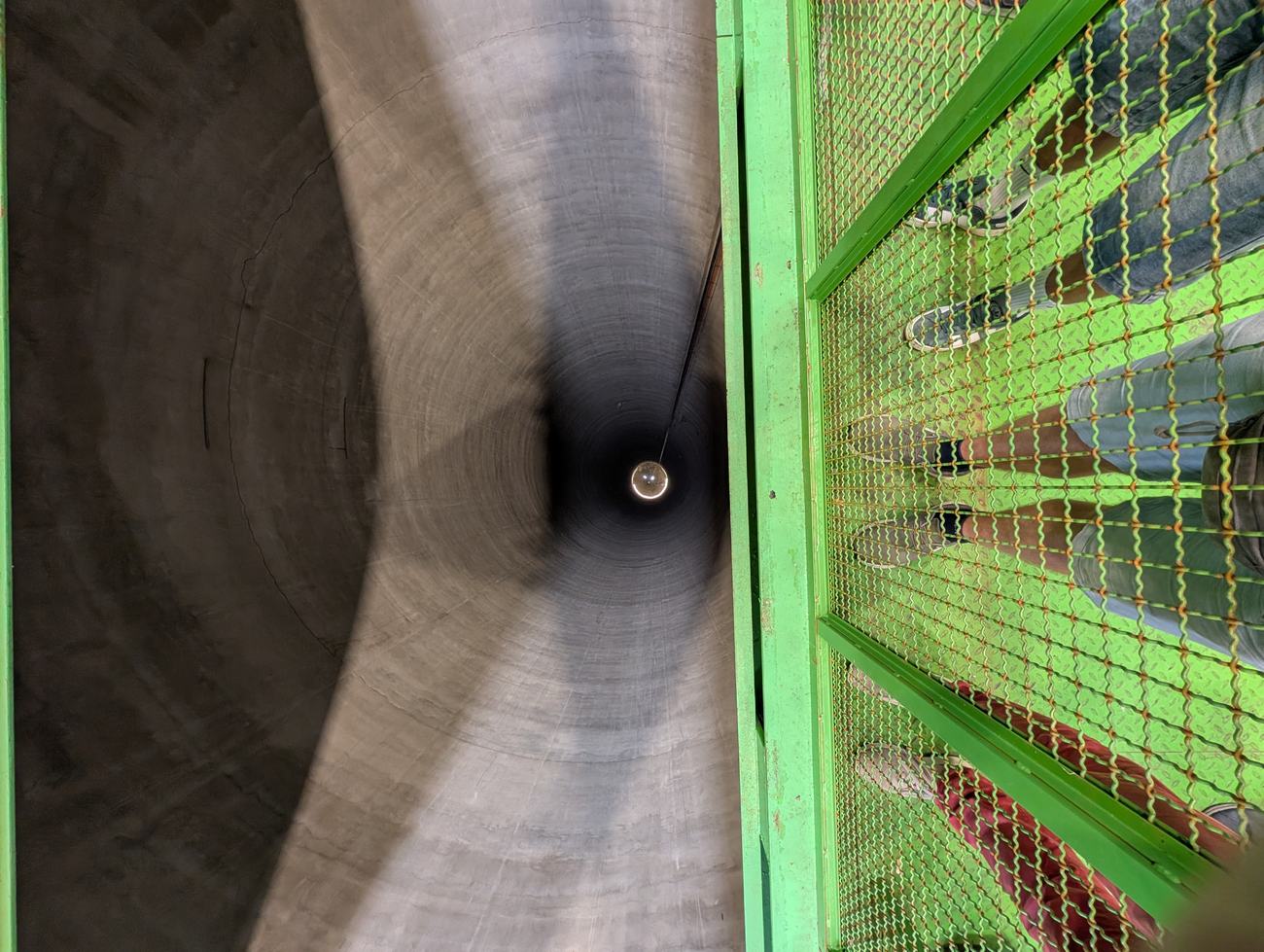 Looking into the PX46 shaft past the safety mesh