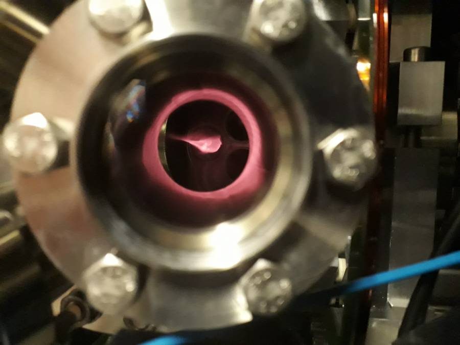 Pink fluorescence from a rubidium magneto-optical trap
